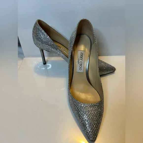 Jimmy Choo Silver Remy Heels - Picture 6 of 12